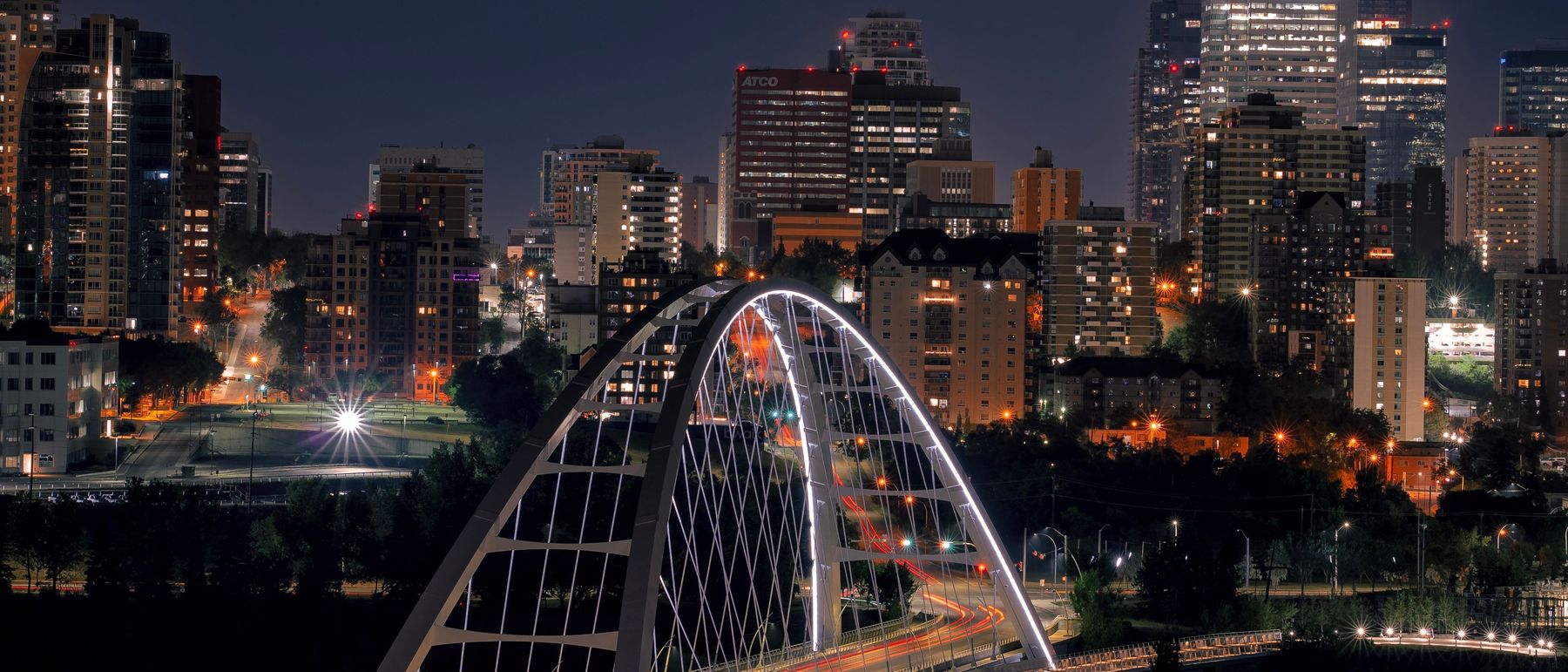 Edmonton skyline at night, part of the area Hi-Energy Electrical Services covers