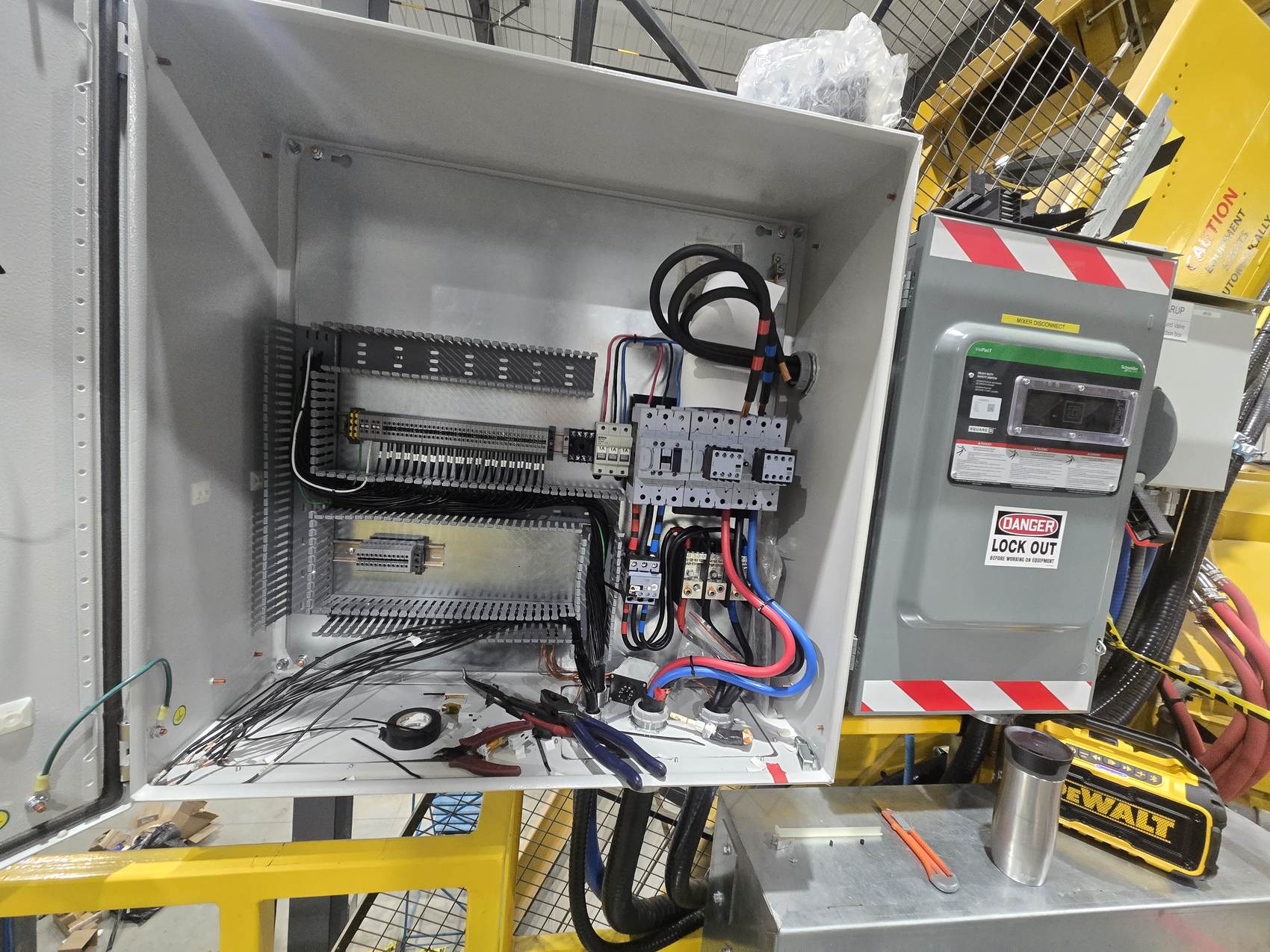 Control panel with lockout disconnect installed by Hi-Energy Electrical Services